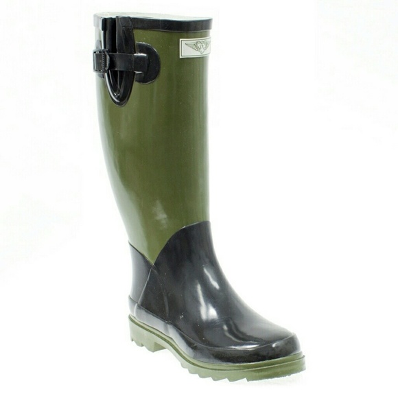 Women Tall Rain boots, #1500, Army Green, Size 5 - Picture 2 of 3